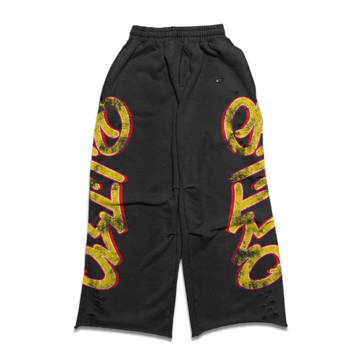 Distressed STILO Baggy Sweatpants - Black