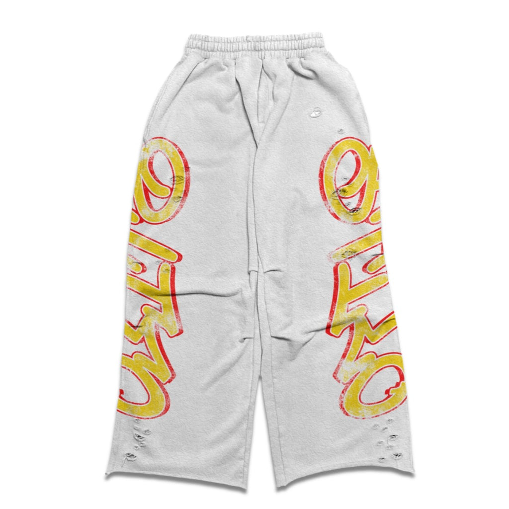 Distressed STILO Baggy Sweatpants - Grey